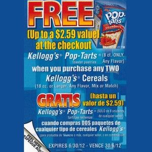    FREE KELLOGGS POP TARTS wyb TWO 2 Kelloggs Cereals Coupons x06 30 12