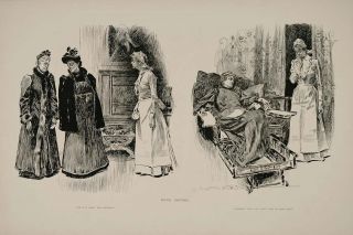 1894 Charles Dana Gibson Social Pastimes Women Print   ORIGINAL