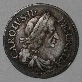 1679 Obverse Die Clash Error Charles II Silver 3 Pence Old US Colonial 