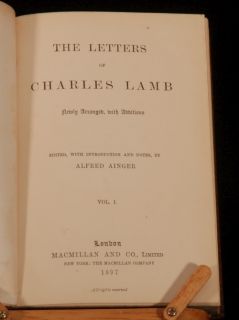 The correspondence of Charles Lamb. In a full calf armorial 