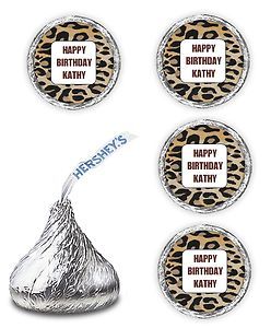 108 LEOPARD CHEETAH PRINT KISSES CANDY FAVORS BIRTHDAY PARTY LABELS 