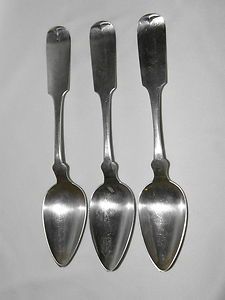   antique coin silver large spoons servers Frederick A Chafee late 1800s