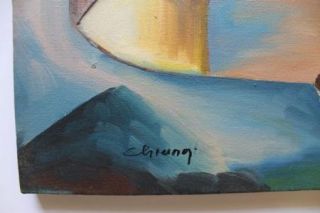Chiang Signed Original Abstract Art Seascape Sailboat Sails Sailing 