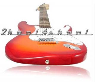 cherry sunburst electric guitar set cable red orange