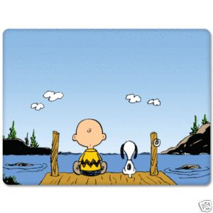 Snoopy and Charlie Brown Fishing Bumper Sticker 5x 4