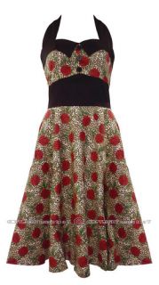 Hell Bunny Womens Charlie 50s Dress Leopard Size 8 16