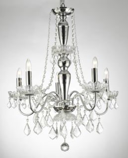 New Royal Collection Crystal Chandeliers 5 Lights Fixture Chrome 
