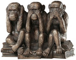 Hear See Speak No Evil Trio of Chimpanzees Victorian Era Replica 