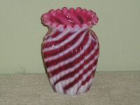 Vintage Fenton Cranberry Opalescent Spiral Optic Vase