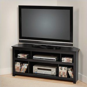   Flat Panel Plasma Corner TV Stand in Black New DVD VCR TV Stand