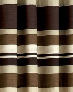 Chocolate Brown Beige Stripe Eyelet Lined Curtains