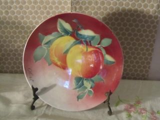 Luneville France Obert Signed Fruit Plate Apples
