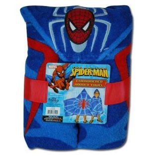   with tags marvel kids hooded towel features brightly colored spiderman