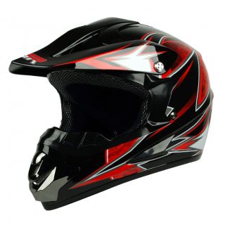   Black Red Dirt Bike Buggy ATV Off Road BMX MX DOT Helmet ~ Youth XL