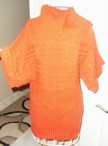Chesley Rust Dark Orange Turtle Cowl Neck Cable Knit Sweater Top M 