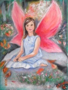 Christine Art Original Oil Painting Angel Wings Signed
