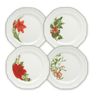 Mikasa Antique White Assorted Christmas Dinner Plates, Set of 4