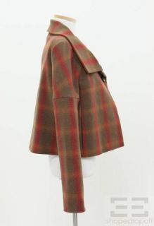 Chloe Brown Red Plaid Wool 1 Button Jacket Size 36