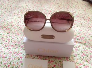 Chloe 2119 Old Pink Mytre Sunglasses CL2119 C03 Gold Tone with White 