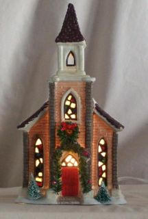 Christmas Village Lighted Church Building 1995 with Box  