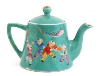 Chinese Turquoise Famille Rose Porcelain Teapot Tea Pot Kettle Figure 