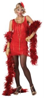Womens 1920s Charlestown Red Flapper Gangster Theme Fancy Dress 