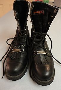 HARLEY DAVIDSON BOOTS LACE UP SIZE 7 STOCK 91023 BLACK LEATHER