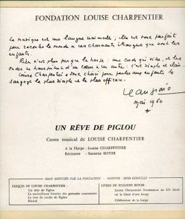 Louise Charpentier Un Reve de Piglou French Private 10 Harp 1960 