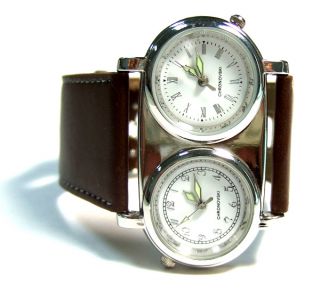 White Dials Brown Straps Chronovski Duo Time Watch COG4