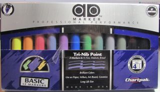 Chartpak Ad Marker Set Art Markers Basic Set 12PC