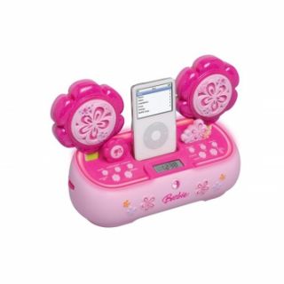 Child Children Girl Pink Barbie Petal Alarm Clock Radio w iPod Dock 