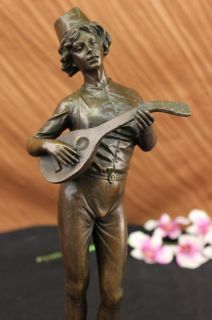RARE Art Deco Mandolin Player D Boyce Bronze Statue  