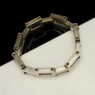 Sterling Mid Century Modernist Industrial Bracelet Closeup 3
