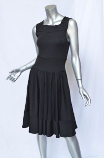 Diane Von Furstenberg Black Jersey Paige Dress Flounce Skirt 4 New 