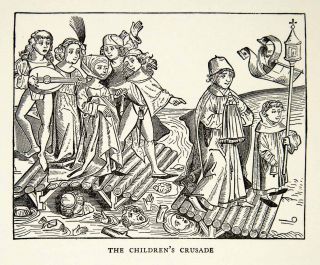 1939 Print Childrens Crusade Kids Middle Ages Medieval Muslims Holy 