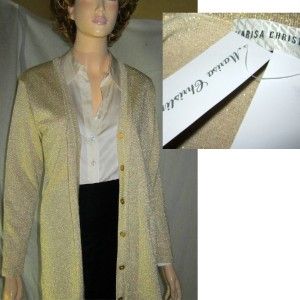 Dazzling MARISA CHRISTINA Gold SPARKLE Cardigan Sweater NWT Great for 