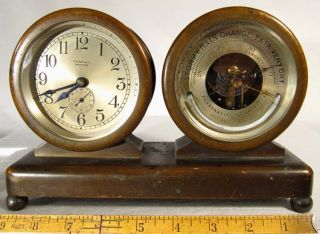 Chelsea Bronze Desk Set by Tiffany Clock and Barometer