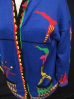 Christine Foley Acrobat Circus Whimsical Colorful Cardigan Sweater 3 