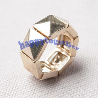 Vintage Combine Pyramid Flexible Adjustable Finger Ring J0207 Gold