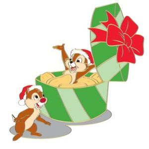 Disney Le 250 Pin Chip and Dale Surprise Christmas Package Hinged Lid 
