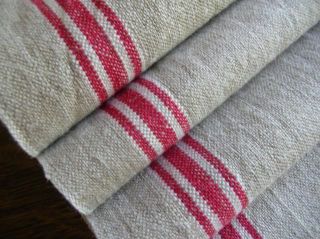 Antique Christmas Red White Pure Flax Linen Tablecloth Manglecloth 