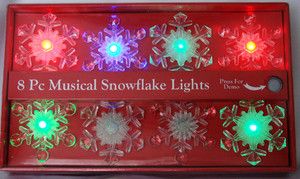 Musical Blinking Christmas Snowflake String Lights Plays Carol of the 