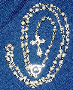 Silver Catholic Rosary Beads Cross Crucifix Jesus New