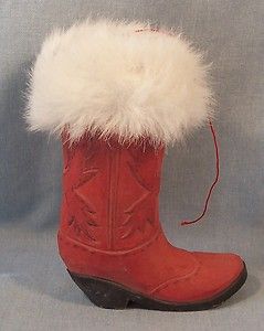 Darling Small Western Santas Cowboy Boot Ornament Wood