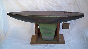    SEAWORTHY TOY WOOD POND SAIL BOAT JACRIM MFG CHESTER RIMMER W STAND