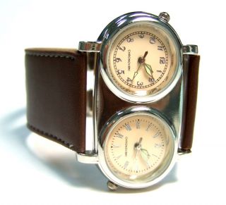 Brown Straps Beige Dials Chronovski Duo Time Watch COG2