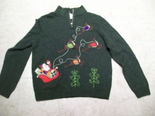  Christmas Sweater Santa and reindeer, size M, christopher and banks
