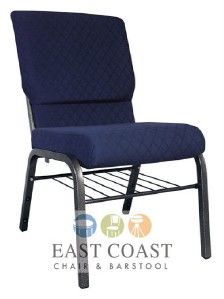 19 Commercial Navy Blue Fabric Church / Chapel / Stacking Chair