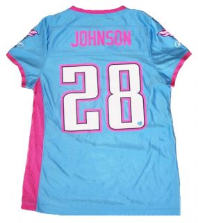 Chris Johnson 28 Titans Womens Small Jersey Pink Blue Reebok NFL