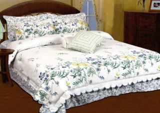 Claire Murray Blue Meadow Floral 4pc Comforter Sham Set Full Queen or